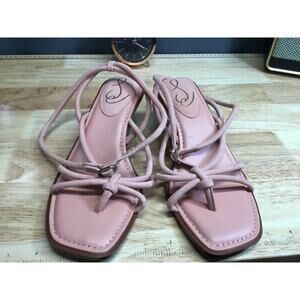 Sam Edelman Dia Women's 9 Pink Leather Open-Toe Strappy Kitten Heel Sandals